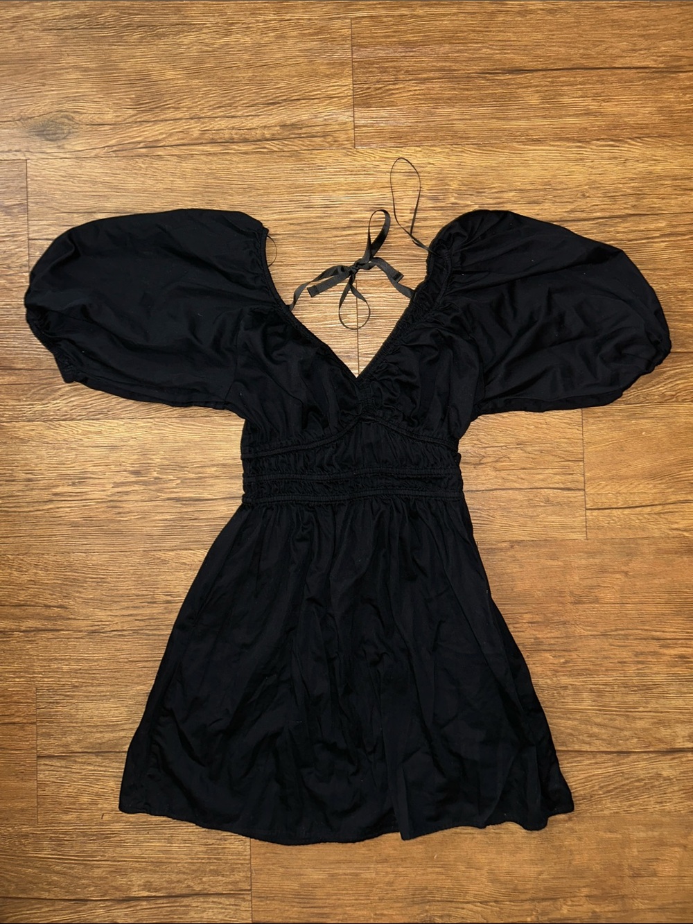 Old Navy Black Puff Sleeve Halter Mini Dress